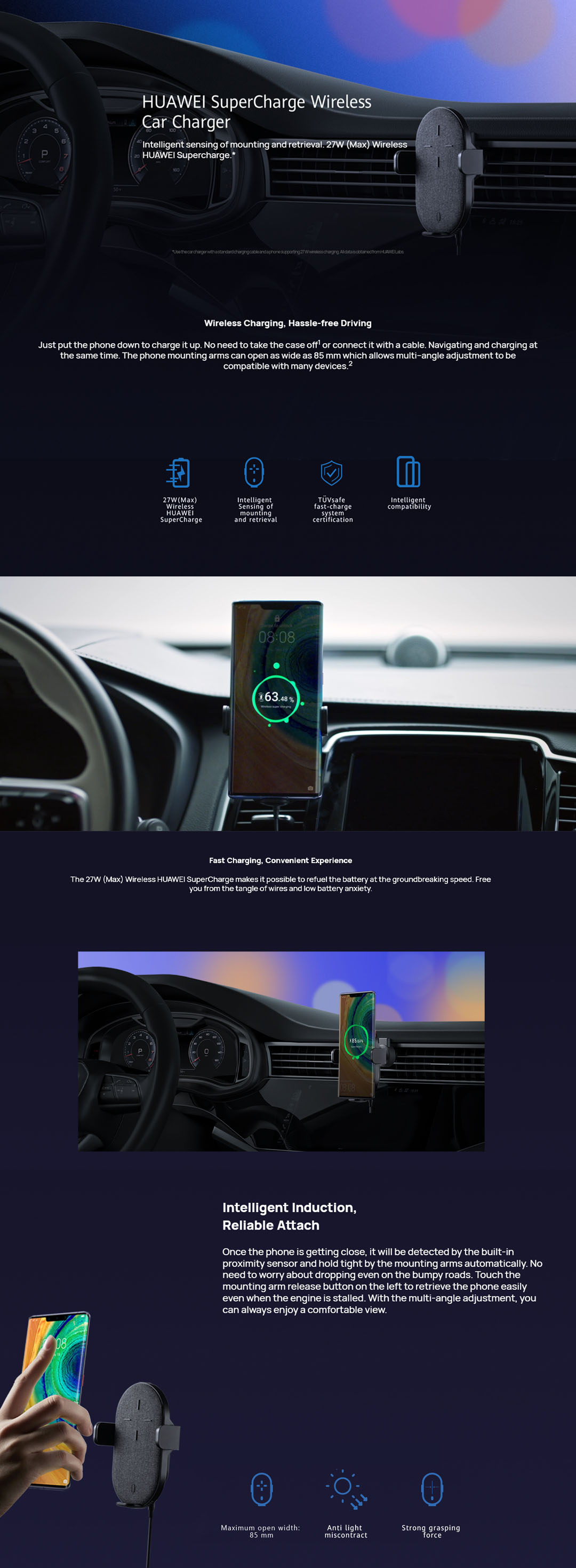 Huawei SuperCharge Wireless Car Charger (Max 50 W) CK030 Fast Chargi