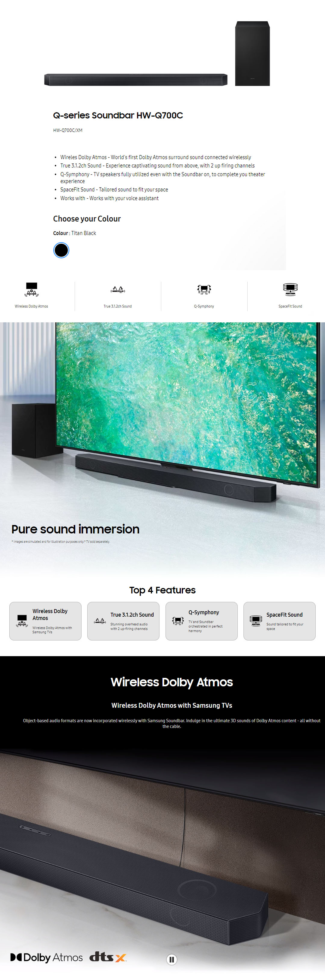 SAMSUNG 37W Q-series Soundbar HW-Q700C/XM Wi-Fi HDMI AirPlay2