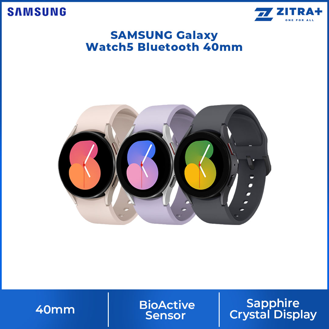 SAMSUNG Galaxy Watch5 Bluetooth 40mm | 3-in-1 Samsung BioActive Sensor | 5ATM+IP68 Water Resistant | Sleep Tracking | Smart Watch With 1 Year Warranty