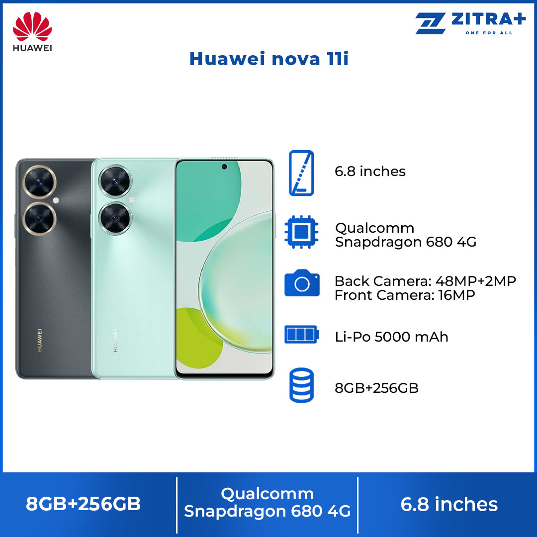 Huawei nova 11i | 8GB+256GB | 6.8" HUAWEi FullView Display | 48MP High-Res Photography | 16MP Selfie Camera | 5000 mAh Big Battery | 40W HUAWEI SuperCharge Turbo | 88db Big Volume | Smartphone with 1 Year Warranty