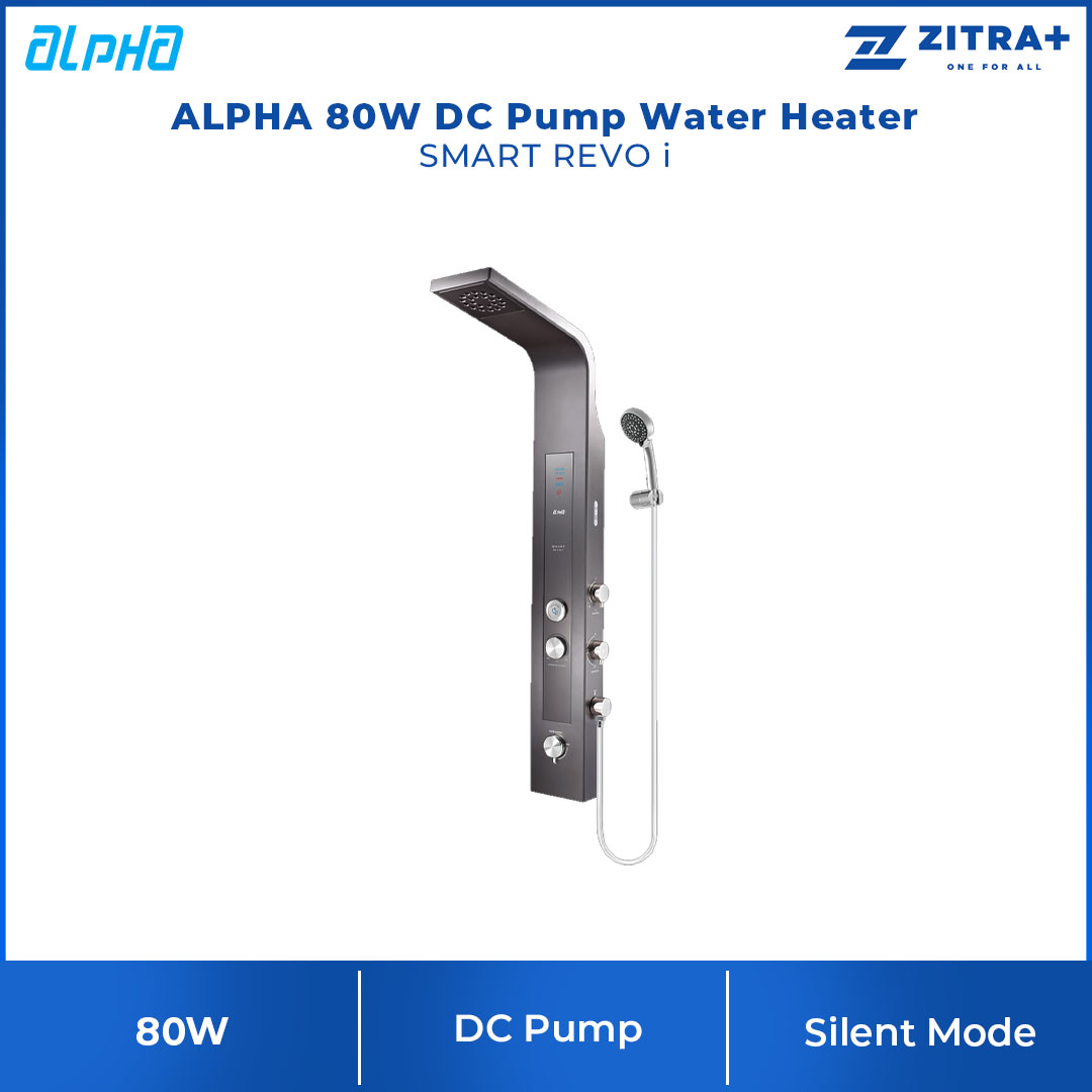 ALPHA 80W DC Pump Water Heater  SMART REVO i | Water Saving | Eco Mode | Slash Proof | Safety Auto-Cut Off | Anti-Leak Tank | Silent Mode | Water Heater with 1 Year Warranty