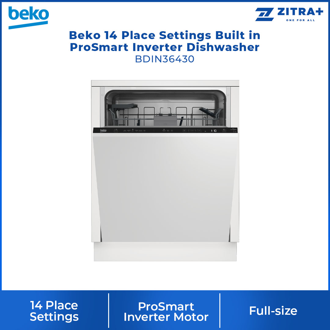Beko 14 Place Settings Built in ProSmart Inverter Dishwasher BDIN36430 | 6 Number of Programmes | SelfDry | SteamGloss | Dish Washer with 2 Year Warranty
