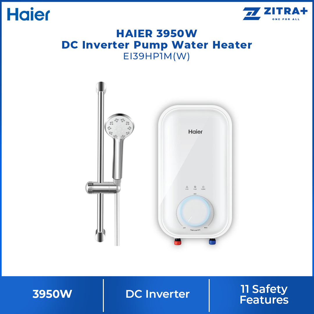 HAIER 3950W DC Inverter Pump Water Heater EI39HP1M(W) | Copper Heating Technology | 11 Safety Features | ABT 99.9% | Water Heater with 2 Year Warranty