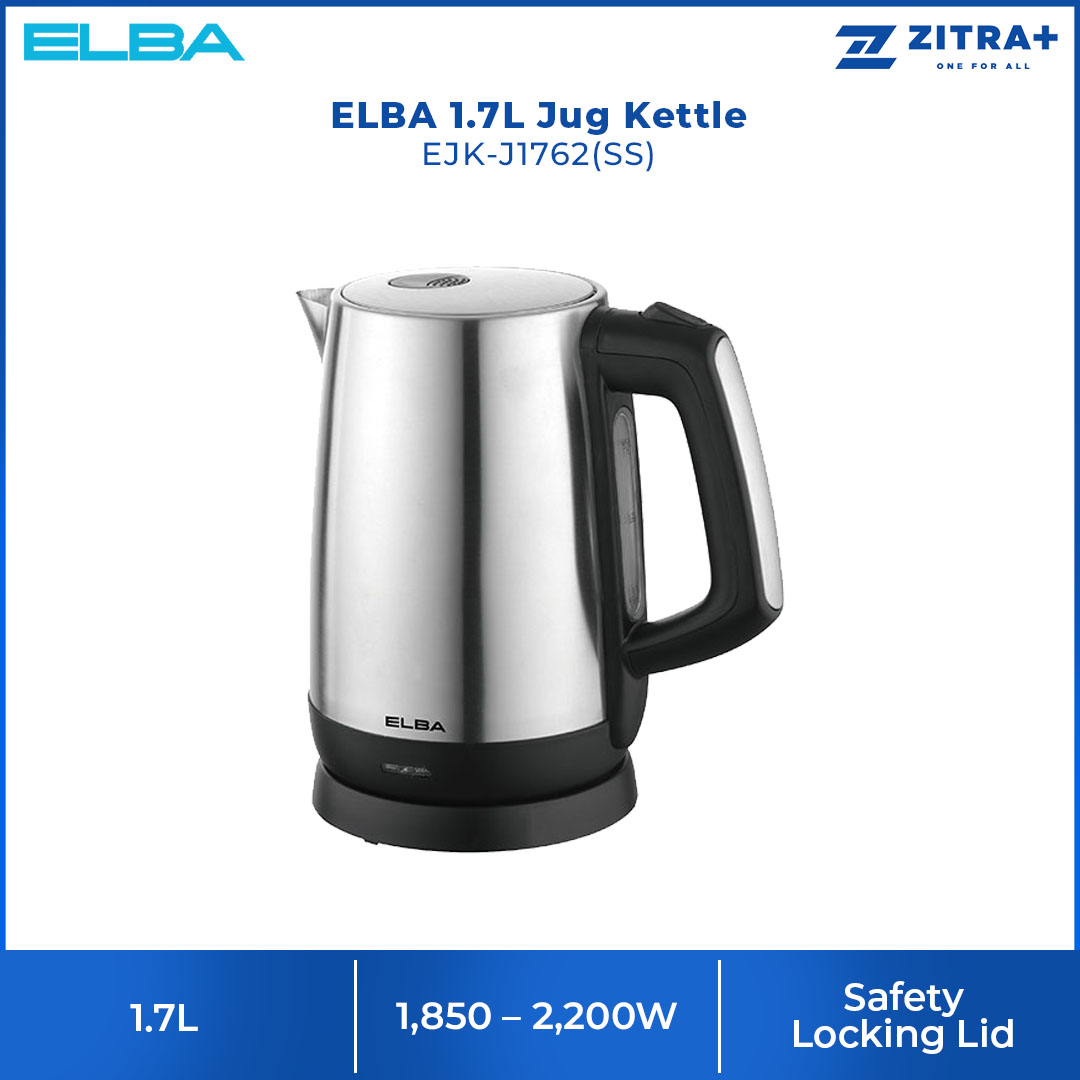 ELBA 1.7L Kettle Stainless Steel EJK-J1762(SS) | Dry Boiled Protection | Automatic Boiling & Switch Off | Removable & Washable Filter | Kettle with 1 Year Warranty