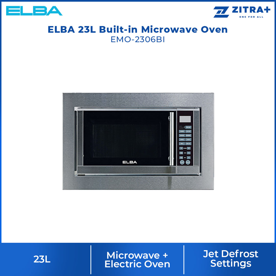 ELBA 23L Built-in Microwave Oven EMO-2306BI | 8 Manual Cooking Option | 6 Power Levels Selection | Digital Timer | Microwave Oven with 1 Year Warranty
