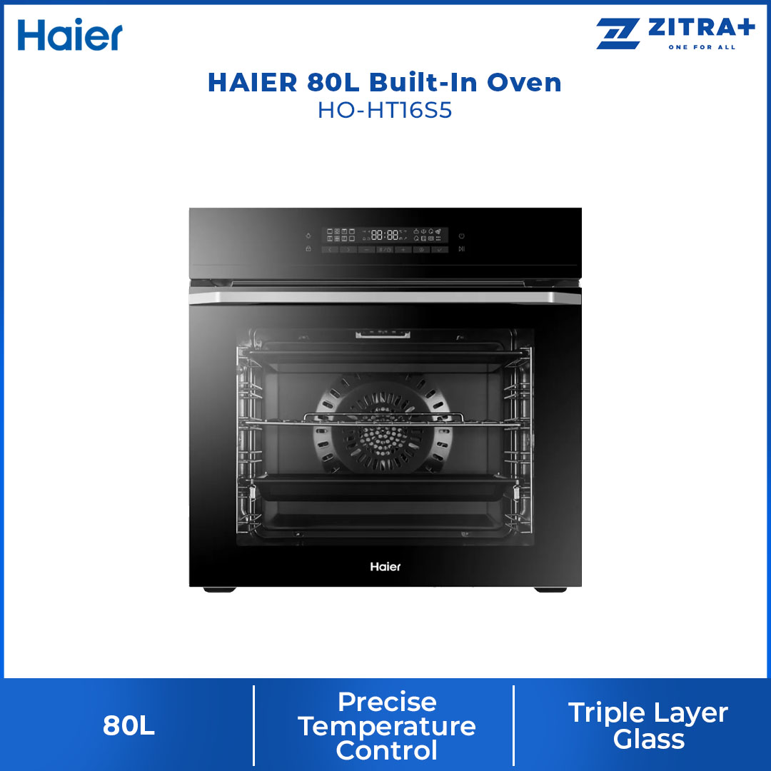 HAIER 80L Built-In Oven HO-HT16S5 | Automatic Recipe Function | Multi Step Setting | Steam Clean | Oven with 2 Year Warranty