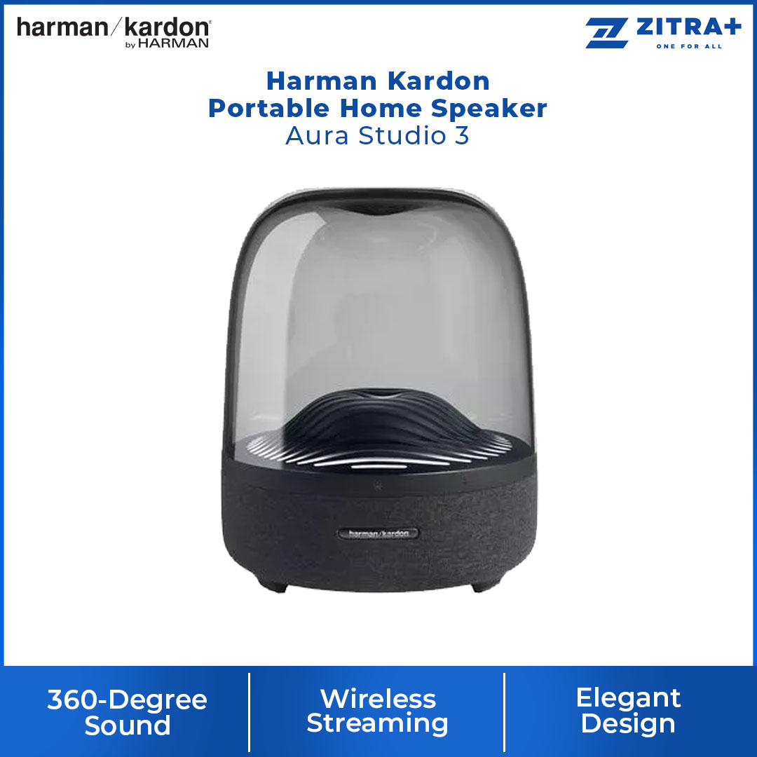 Harmon Kardon Portable Bluetooth Home Speaker Aura Studio 3 | Exceptional 360 Degree Sound | Ambient Light | Wireless Bluetooth | Speaker with 1 Year Warranty