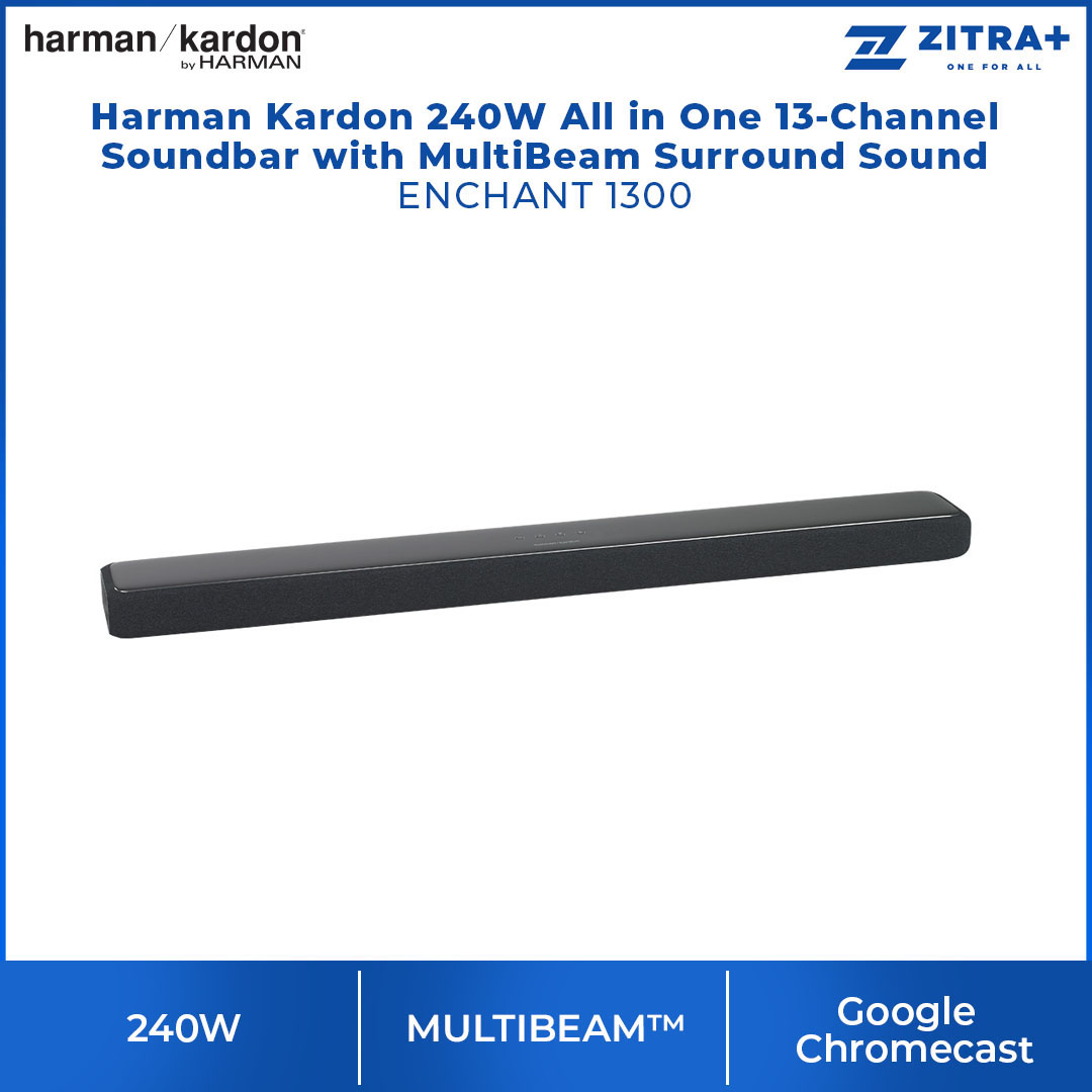 Harman Kardon 240W All in One 13-Channel Soundbar with MultiBeam Surround Sound ENCHANT 1300 | HDMI | Bluetooth | Chromecast Built-In | Multibeam Surround Sound | Google Assistant | Soundbar with 1 Year Warranty