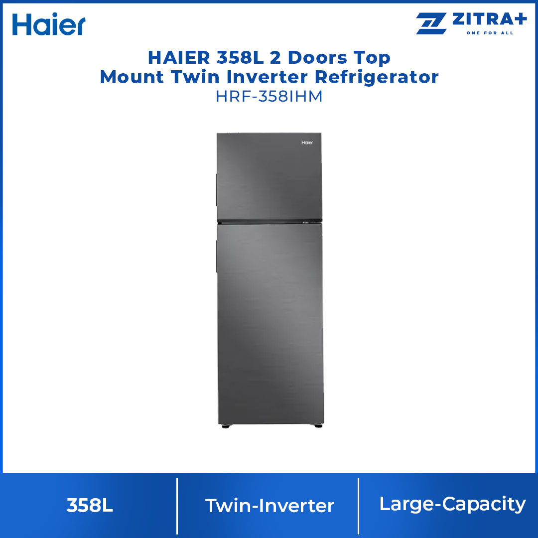 HAIER 358L 2 Doors Top Mount Twin Inverter Refrigerator HRF-358IHM | Twin-Inverter |  Chiller Box | Large-Capacity | Refrigerator with 2 Years Warranty