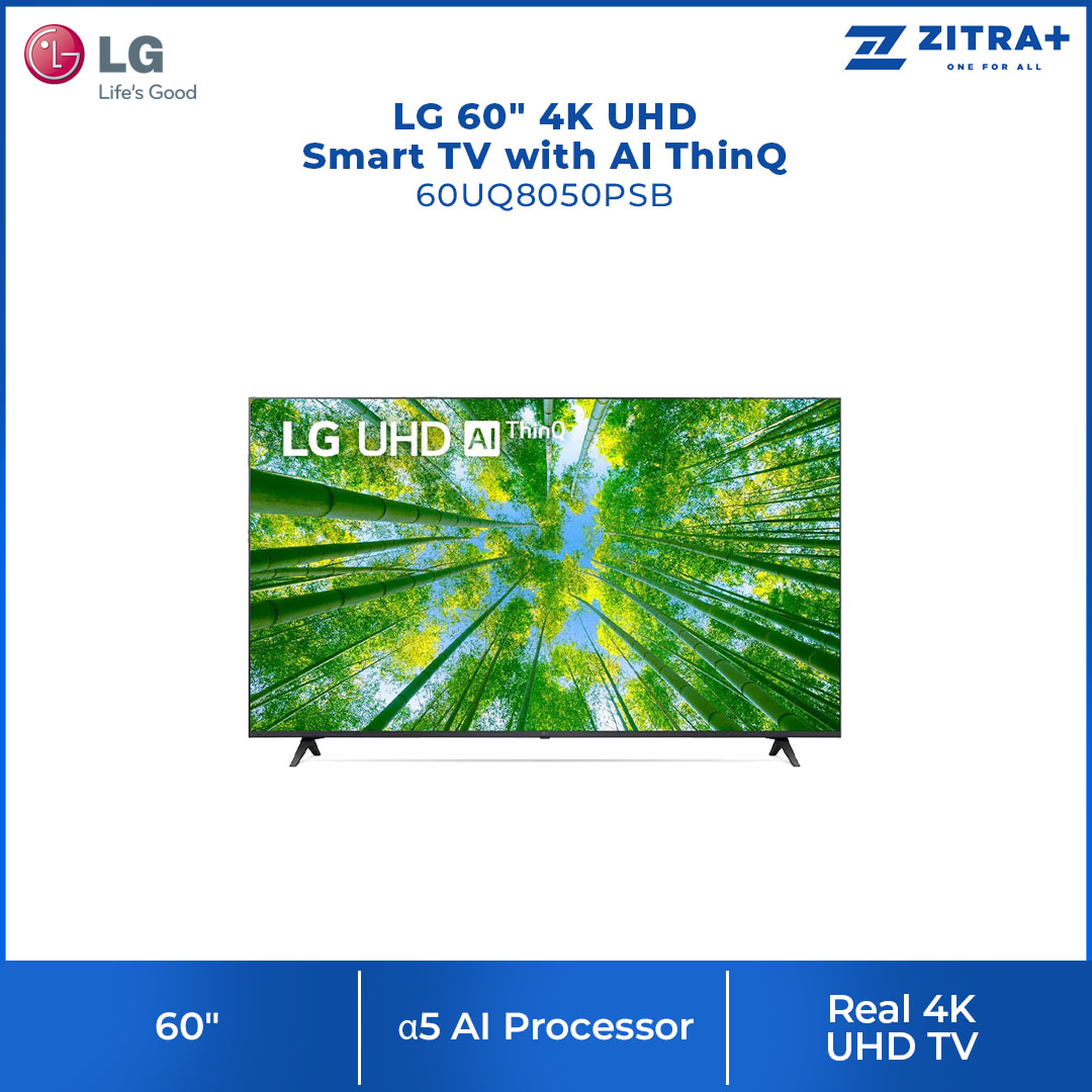 LG 60" 4K UHD Smart TV with AI ThinQ 60UQ8050PSB | AI Sound | Wi-Fi | Filmmaker Mode | Netflix | HDR | Smart TV with 2 Year Warranty