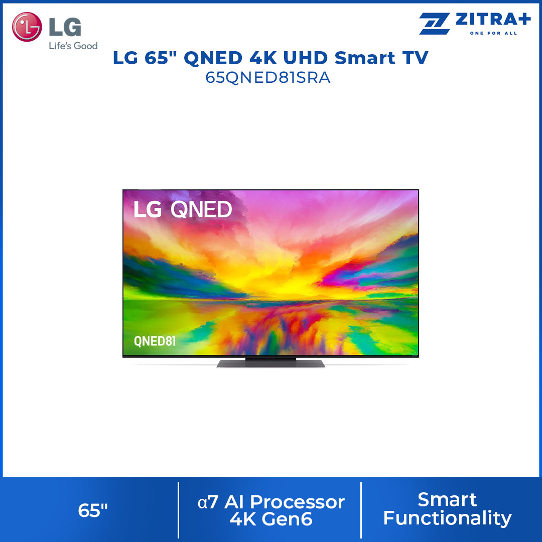 LG 65" QNED 4K UHD Smart TV 65QNED81SRA | α7 AI Processor 4K Gen6 | HDR10 | webOS 23 | HDMI | USB | Smart TV with 2 Year Warranty