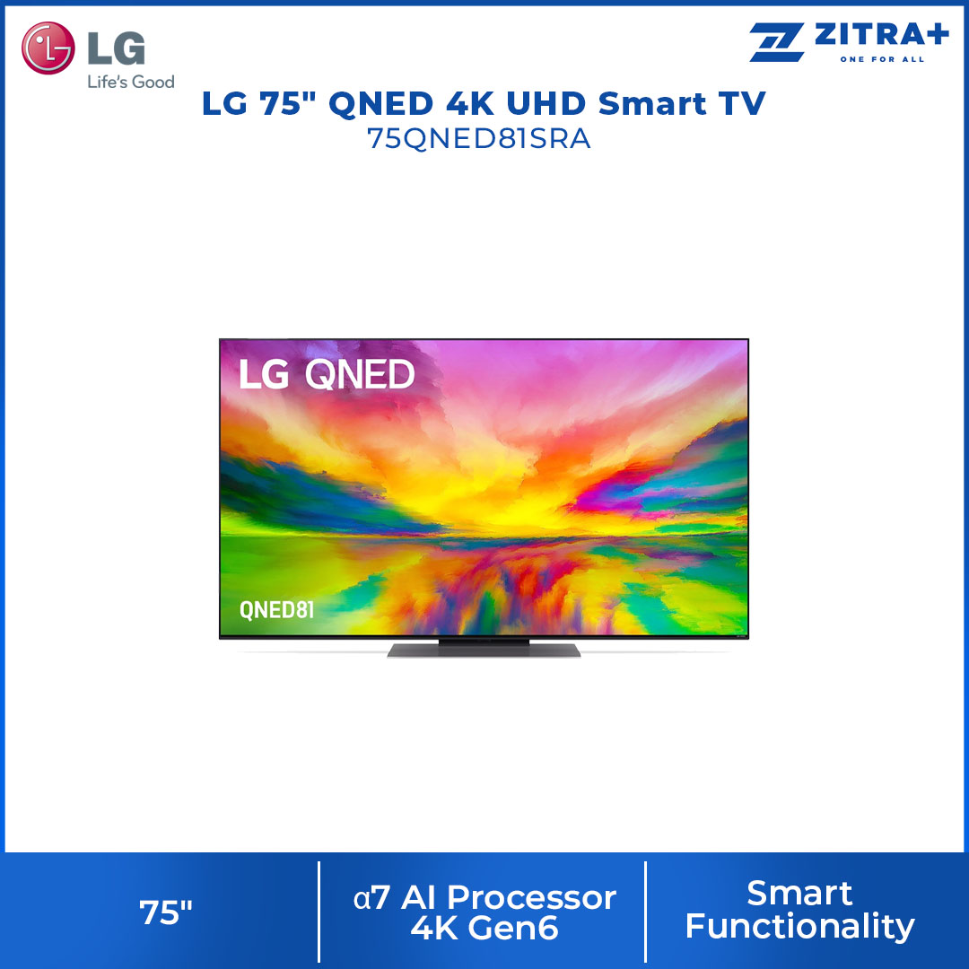 LG 75" QNED 4K UHD Smart TV 75QNED81SRA  | α7 AI Processor 4K Gen6 | HDR10 | webOS 23 | HDMI | USB | Smart TV with 2 Year Warranty