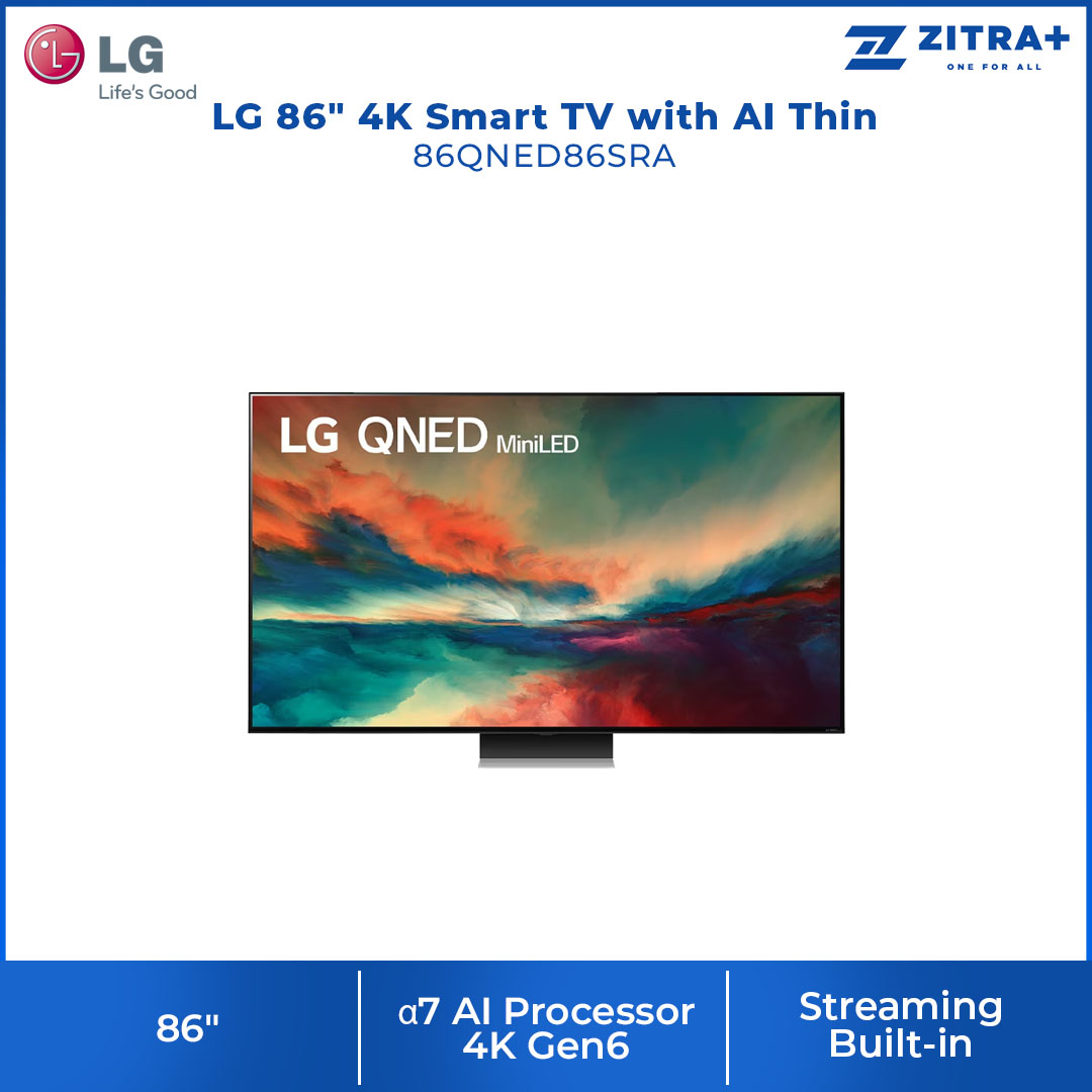 LG 86" 4K Smart TV with AI ThinQ 86QNED86SRA | α7 AI Processor 4K Gen6 | HDR10 | webOS 23 | HDMI | USB | Smart TV with 2 Year Warranty