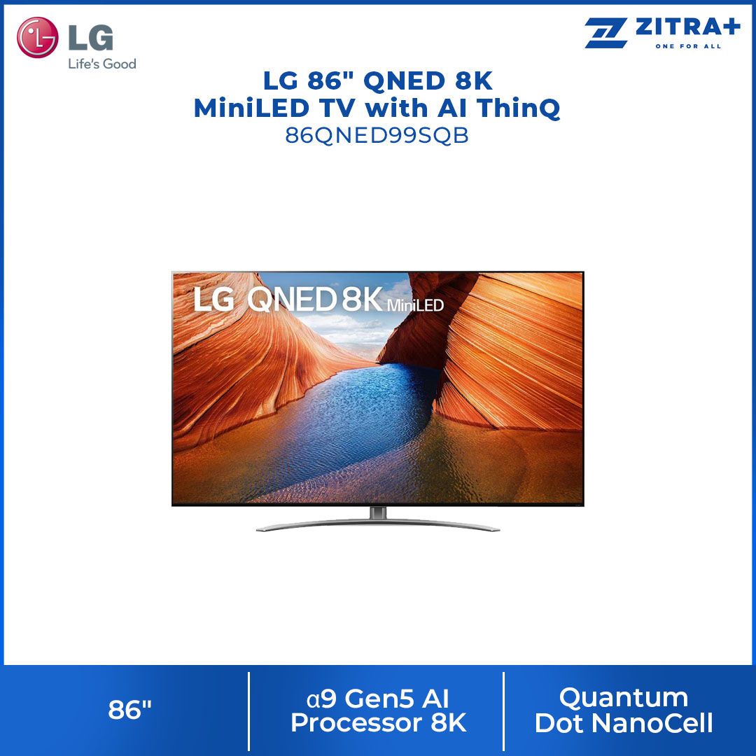 LG 86" QNED 8K MiniLED TV with AI ThinQ 86QNED99SQB | Wide Colour Gamut | HDR10 | webOS 22 | HDMI | USB | Smart TV with 2 Year Warranty