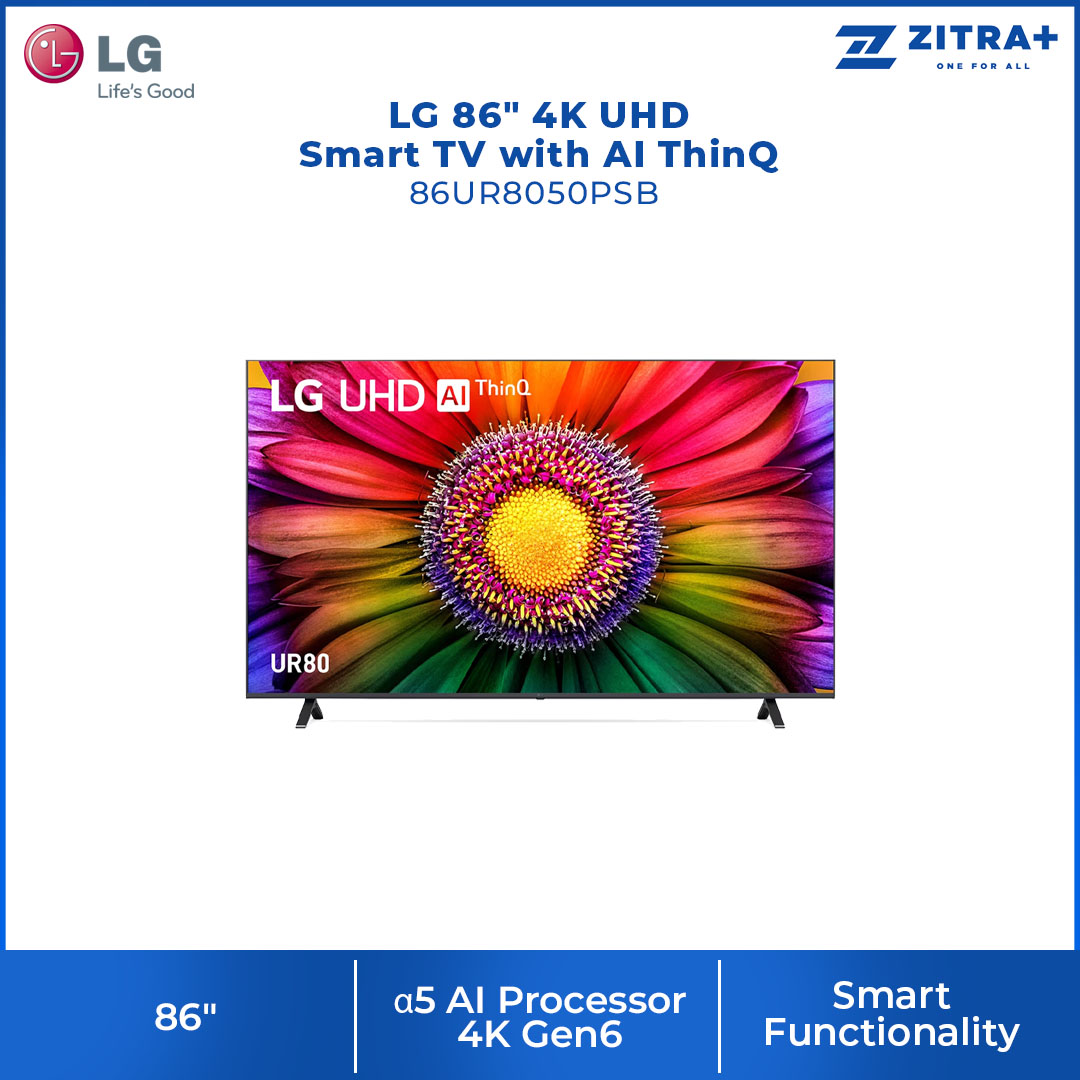 LG 86" 4K UHD Smart TV with AI ThinQ 86UR8050PSB | AI Sound | Wi-Fi | Filmmaker Mode | Netflix | HDMI | WebOS 23 |Smart TV with 2 Year Warranty