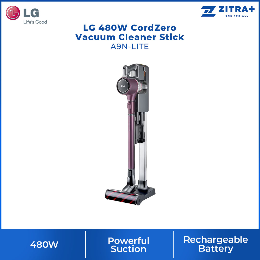 LG 480W CordZero Vacuum Cleaner Stick Vintage A9N-LITE | Powerful Suction | Thumb Touch Control | Adjustable height | Vacuum-Mop with 2 Year Warranty