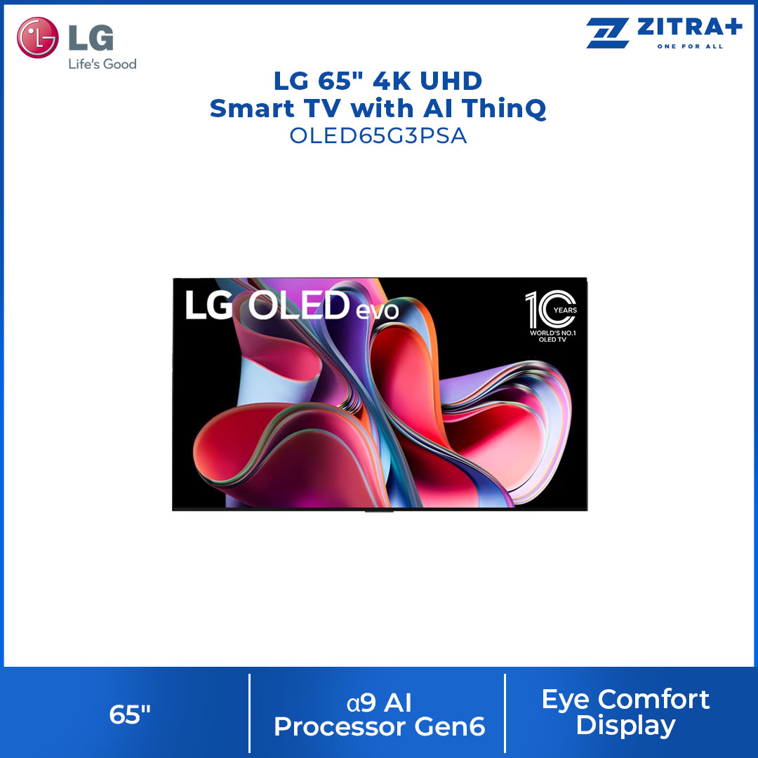 LG 65" 4K UHD Smart TV with AI ThinQ OLED65G3PSA | 4K OLED | webOS 23 | Bluetooth 5.0 | AI Picture Pro | Dolby Vision | Sound Mode Share | Smart TV with 2 Year Warranty