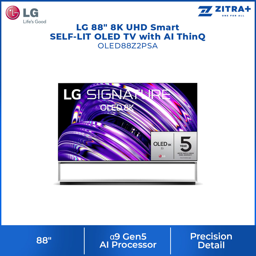 LG 88" 8K UHD Smart SELF-LIT OLED TV with AI ThinQ OLED88Z2PSA | webOS Smart TV | AI Picture Pro | Cinema HDR | 9 Modes | Google Assistant | Sport Alert | WiFi | Hotel Mode | Bluetooth 5.0 | Smart TV with 2 Year Warranty