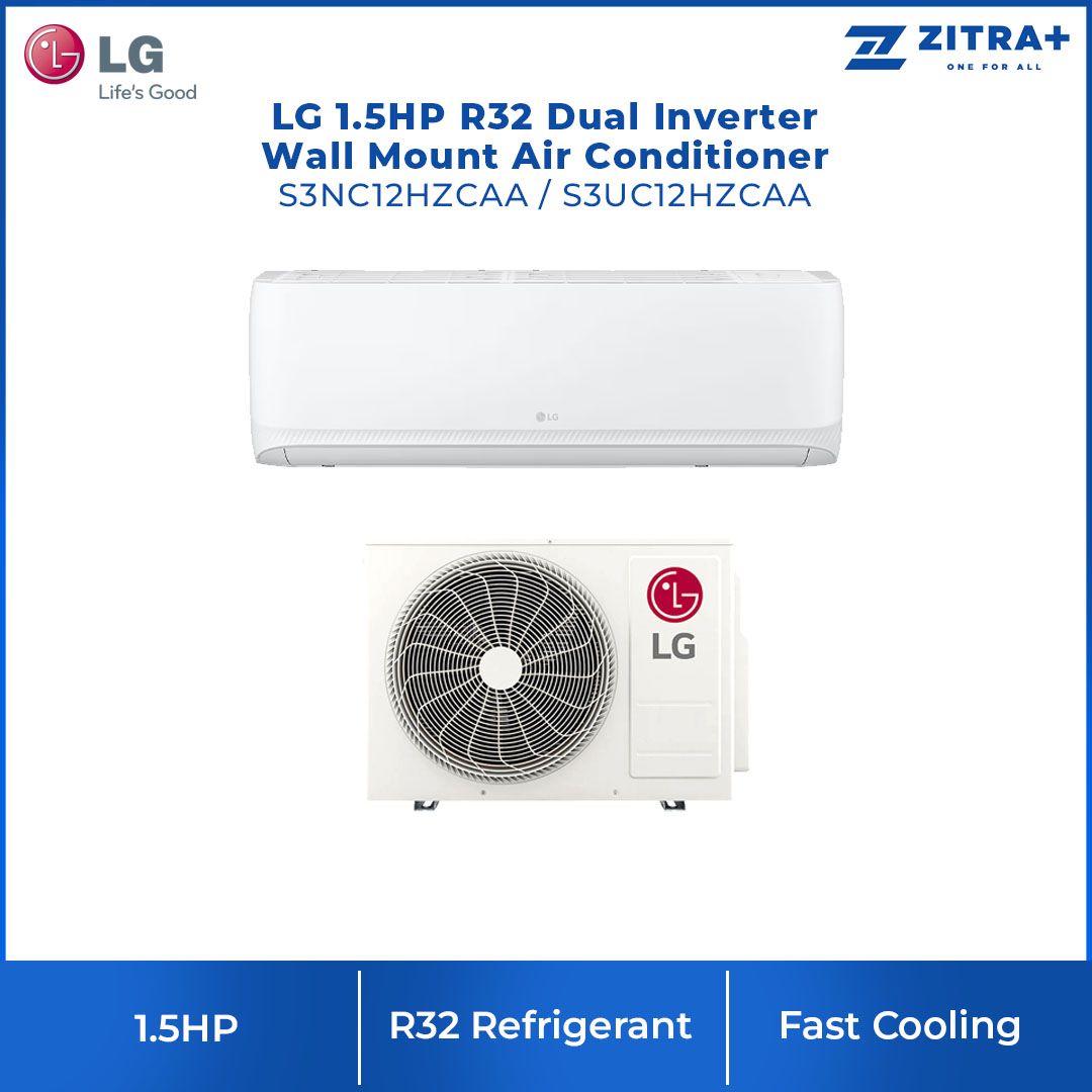 LG 1.5HP R32 Dual Inverter Wall Mount Air Conditioner S3UC12HZCAA / S3NC12HZCAA | Dual Sensing | Fast Cooling | Auto Swing | Air Conditioner with 2 Year Warranty