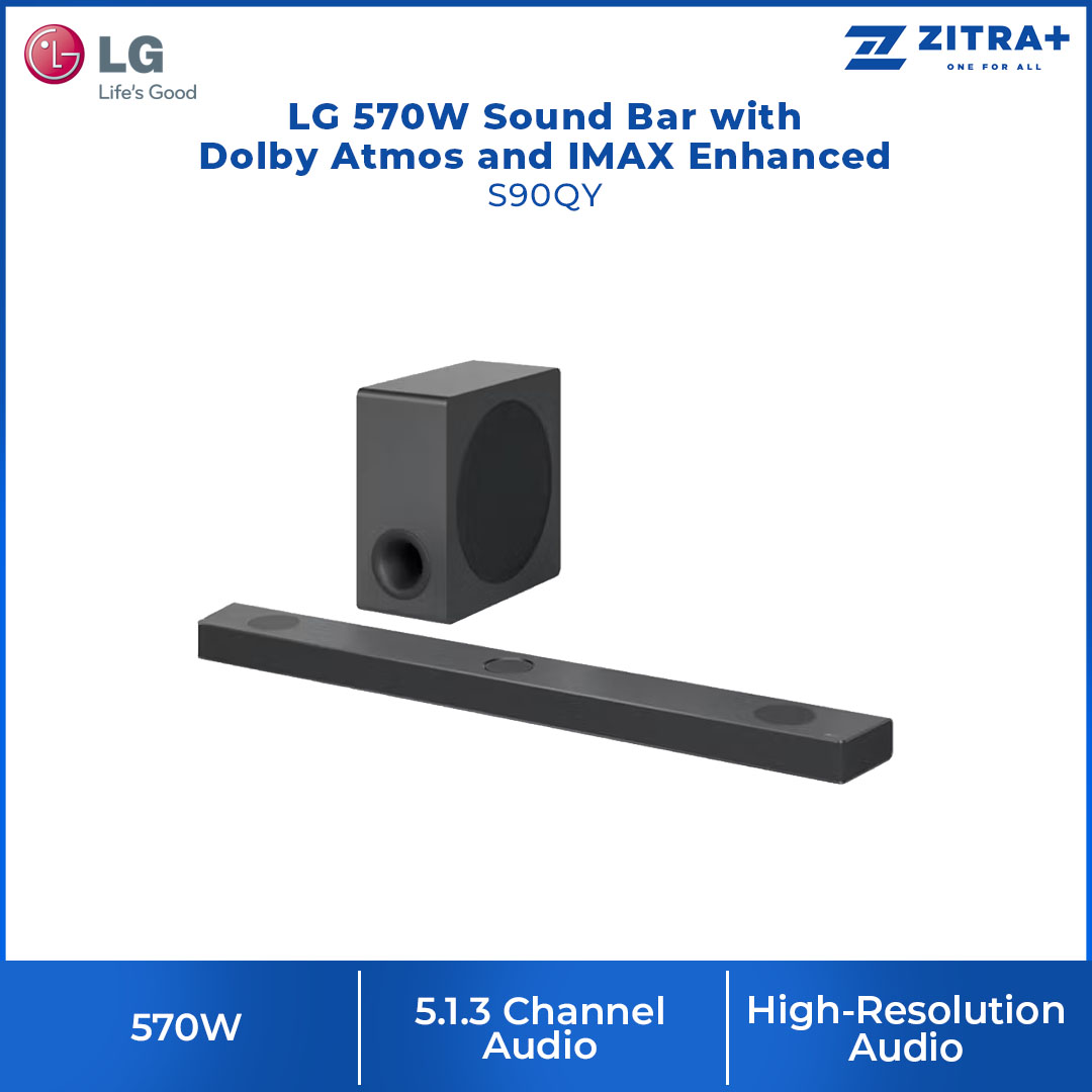 LG 570W Sound Bar with Dolby Atmos and IMAX Enhanced S90QY | AI Room Calibration | AI Sound Pro | High-Resolution Audio | Sound Bar with 1 Year Warranty