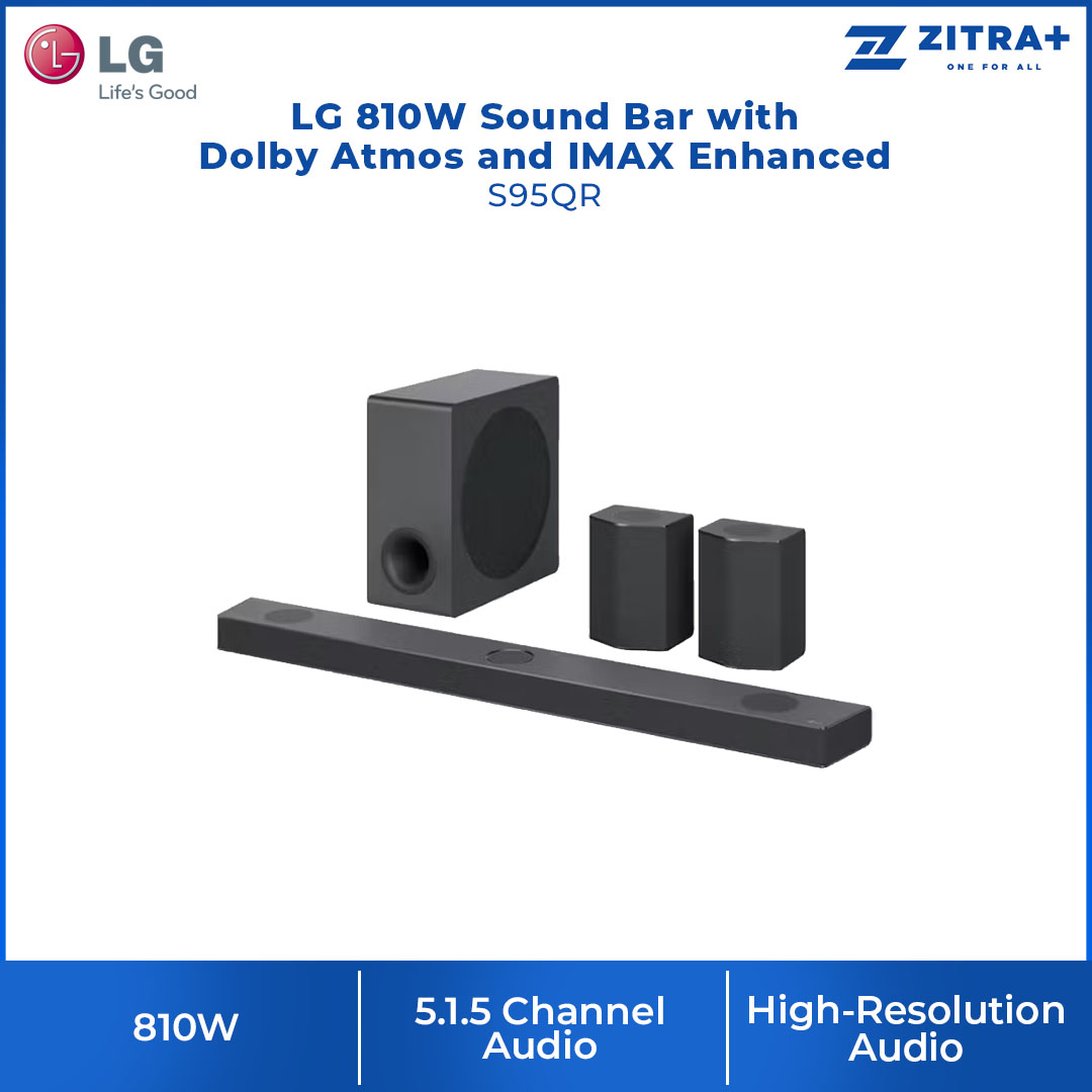 LG 810W Sound Bar with Dolby Atmos and IMAX Enhanced S95QR | High-Resolution Audio | HDMI In / Out | USB | Bluetooth | Sound Bar with 1 Year Warranty