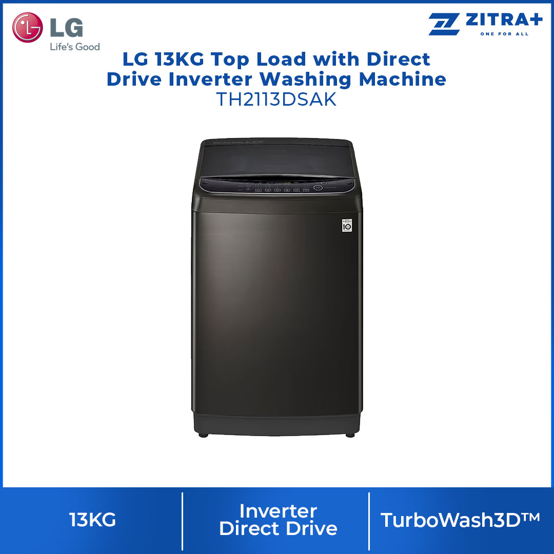 LG 13KG Top Load with Direct Drive Inverter Washing Machine TH2113DSAK | TurboWash3D™ | 6 Motion DD | Auto Tub Clean | Washing Machine with 1 Year Warranty