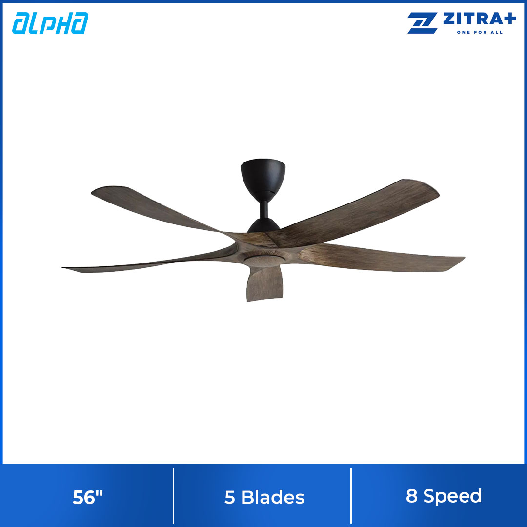 ALPHA (ALKOVA ) 56" 5 Blades Ceiling Fan Axis-5B/56 | Energy Saving | Silent Operation | Super Wind | Natural Wind | Timer | Forward Reverse | Ceiling Fan with 1 Year Warranty