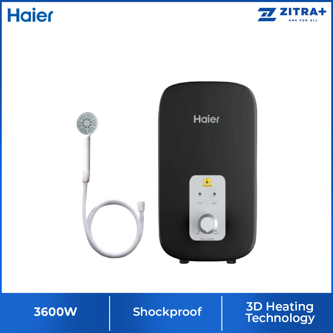 HAIER 3600W Non Pump Water Heater EI36L1(B)/EI36L1 | 3D Heating Technology | Dual Temperature Protection | Shockproof | Water Heater with 2 Year Warranty