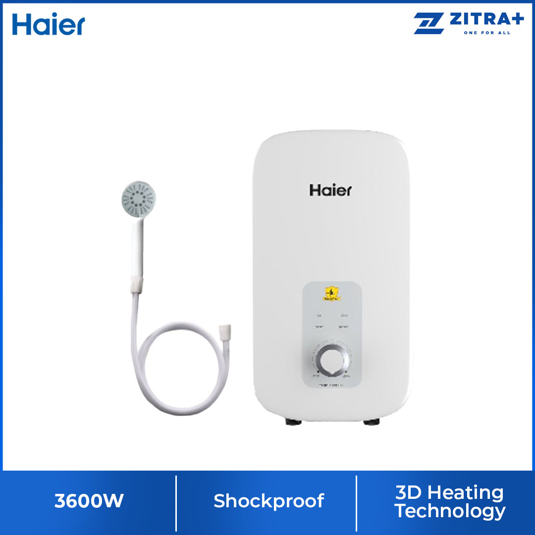HAIER 3600W Non Pump Water Heater EI36L1(B)/EI36L1 | 3D Heating Technology | Dual Temperature Protection | Shockproof | Water Heater with 2 Year Warranty