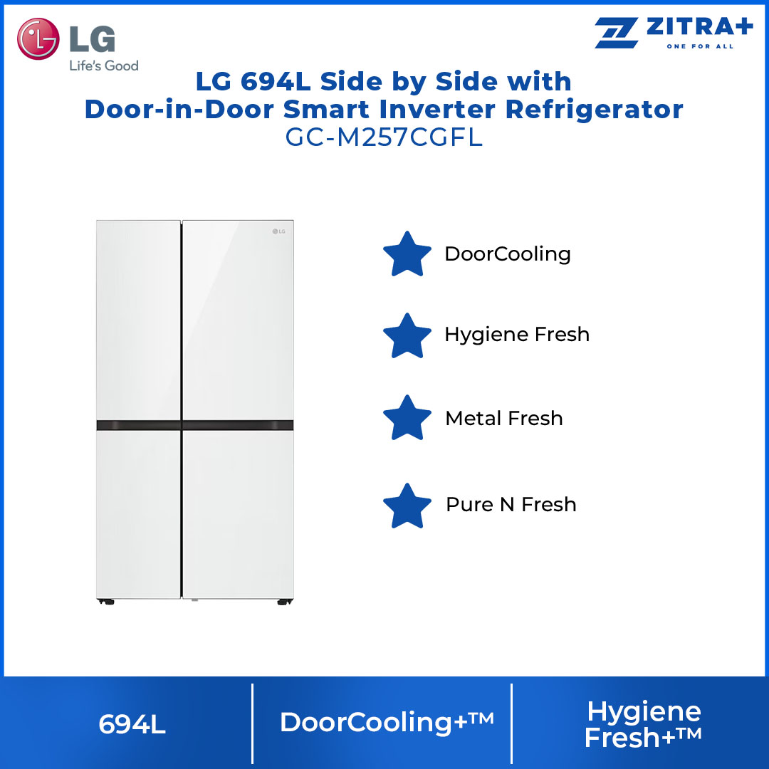 LG 694L Side by Side with Door-in-Door Smart Inverter Refrigerator GC-M257CGFL | DoorCooling+™ | Hygiene Fresh+™ | Metal Fresh™ | Refrigerator with 1 Year Warranty