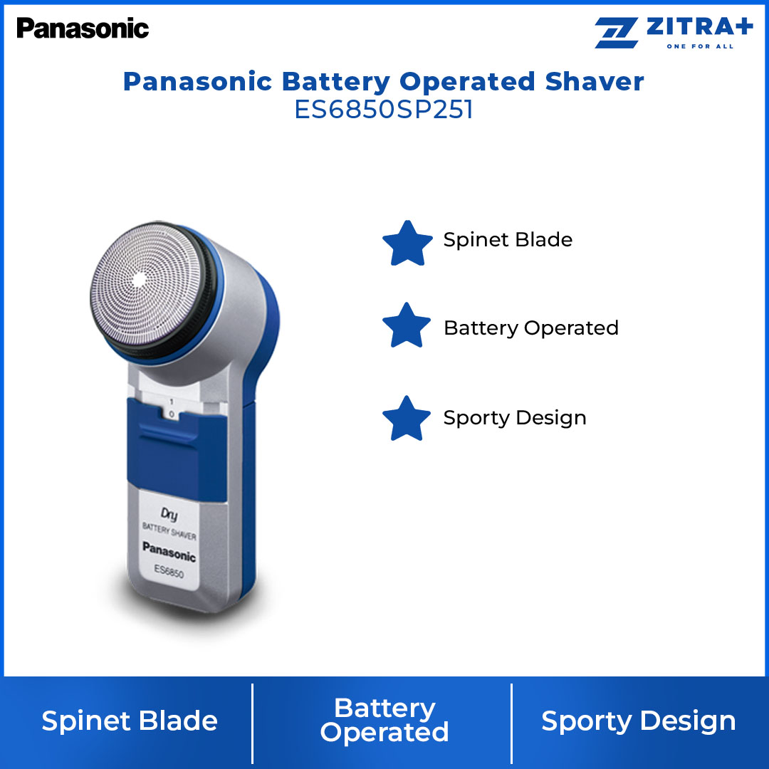 Panasonic Battery Operated Shaver ES6850SP251 | Spinet Blade | Battery Operated | Sporty Design | Shaver with 1 Year Warranty