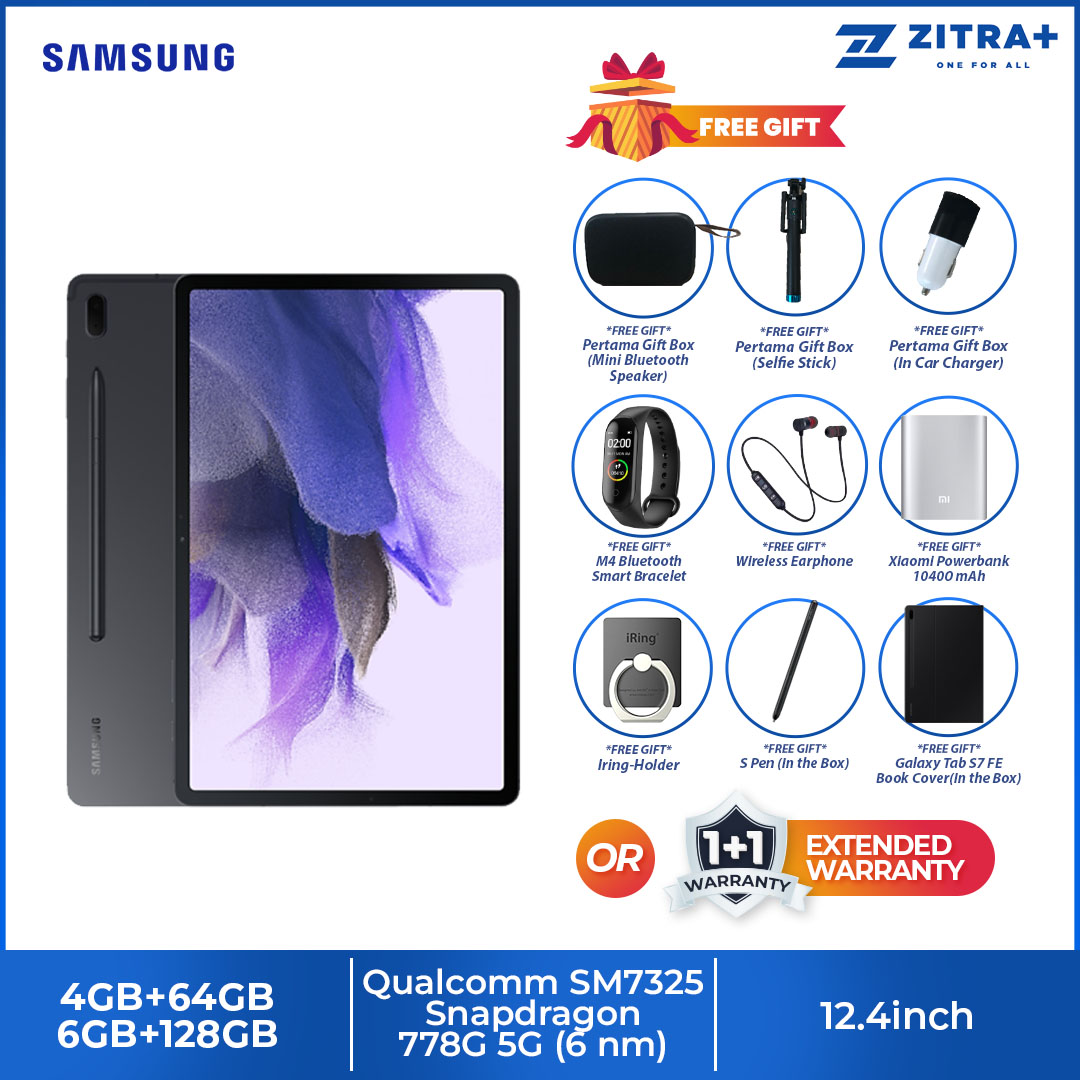 SAMSUNG Galaxy Tab S7 FE | 4GB+64GB / 6GB+128GB | 12.4" TFT Display | Android 11 | 10090 mAh Battery | Tablet with 1 Year Warranty