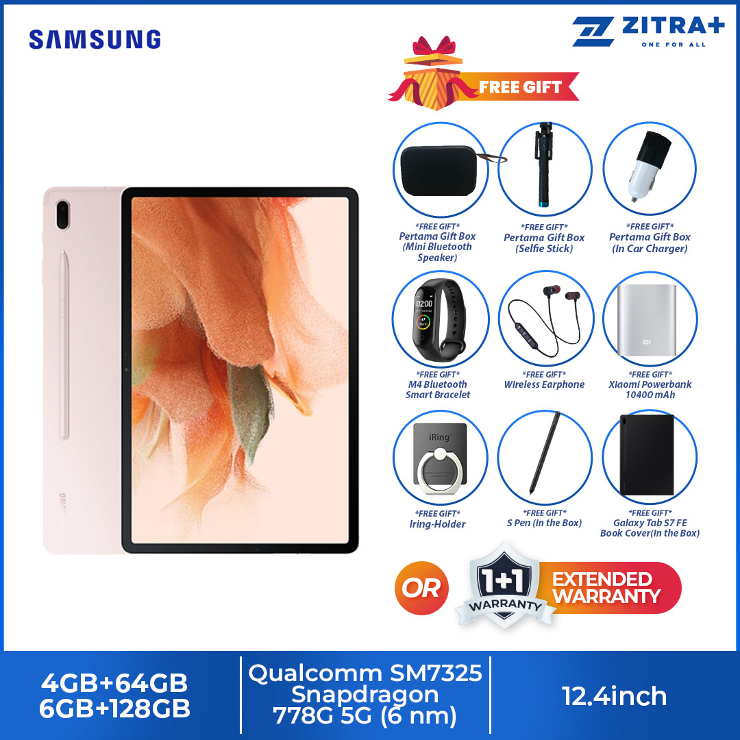 SAMSUNG Galaxy Tab S7 FE | 4GB+64GB / 6GB+128GB | 12.4" TFT Display | Android 11 | 10090 mAh Battery | Tablet with 1 Year Warranty