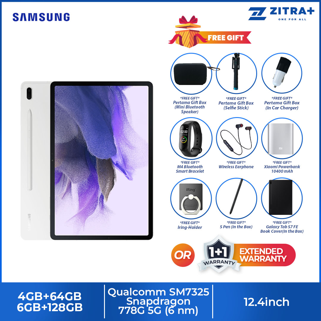 SAMSUNG Galaxy Tab S7 FE | 4GB+64GB / 6GB+128GB | 12.4" TFT Display | Android 11 | 10090 mAh Battery | Tablet with 1 Year Warranty