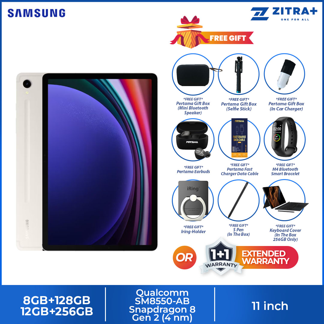 SAMSUNG Galaxy Tab S9 Wi-Fi | 8GB+128GB/12GB+256GB | 11.0" AMOLED 2X Display | 8400mAh Battery | 13MP Main Camera | Tablet with 1 Year Warranty