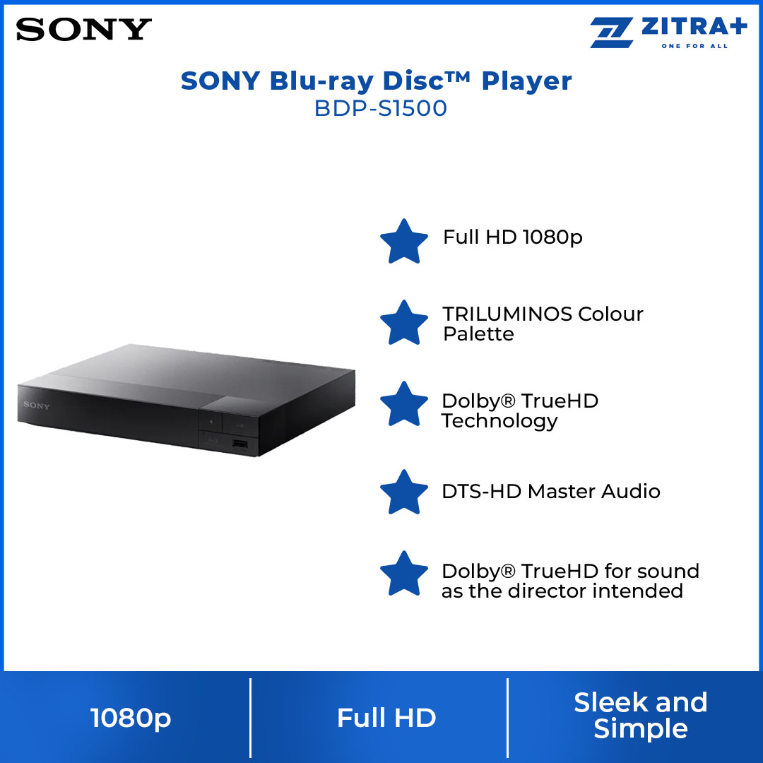 SONY Blu-ray Disc™ Player BDP-S1500 | NTSC/PAL | HDMI | Child Lock | U