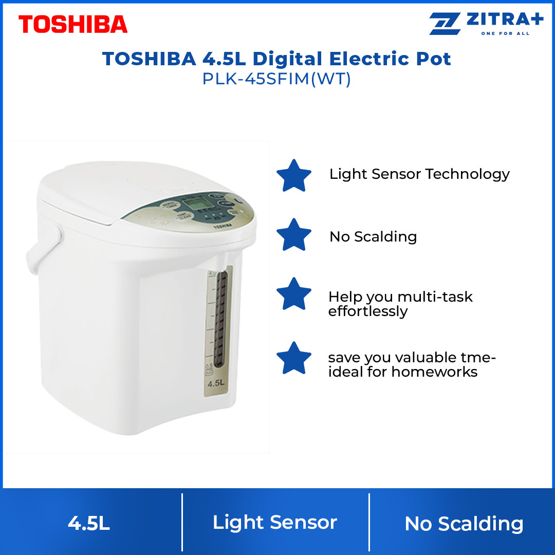 TOSHIBA 4.5L Thermopot PLK-45SFIM(WT) | Light Sensor Technology | No Scalding | Thermopot with 1 Year Warranty