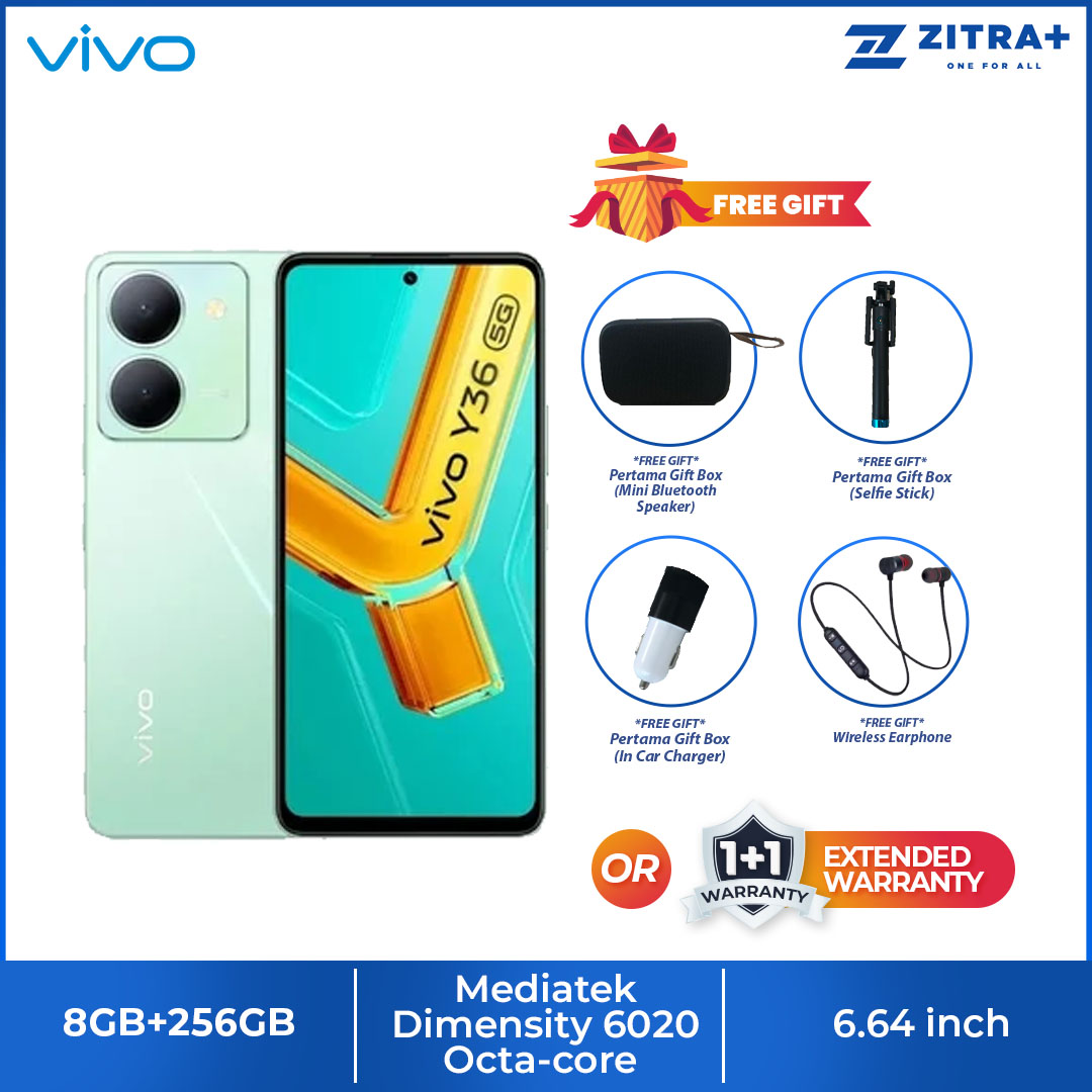 vivo Y36 | 8GB+256GB | Atmospheric Portrait | Funtouch OS 13 | Capacitive Multi-Touch | LCD Display | Bluetooth 5.1 | Fingerprint | E-Compass | Accelerometer | Smartphone  with 1 Year Warranty