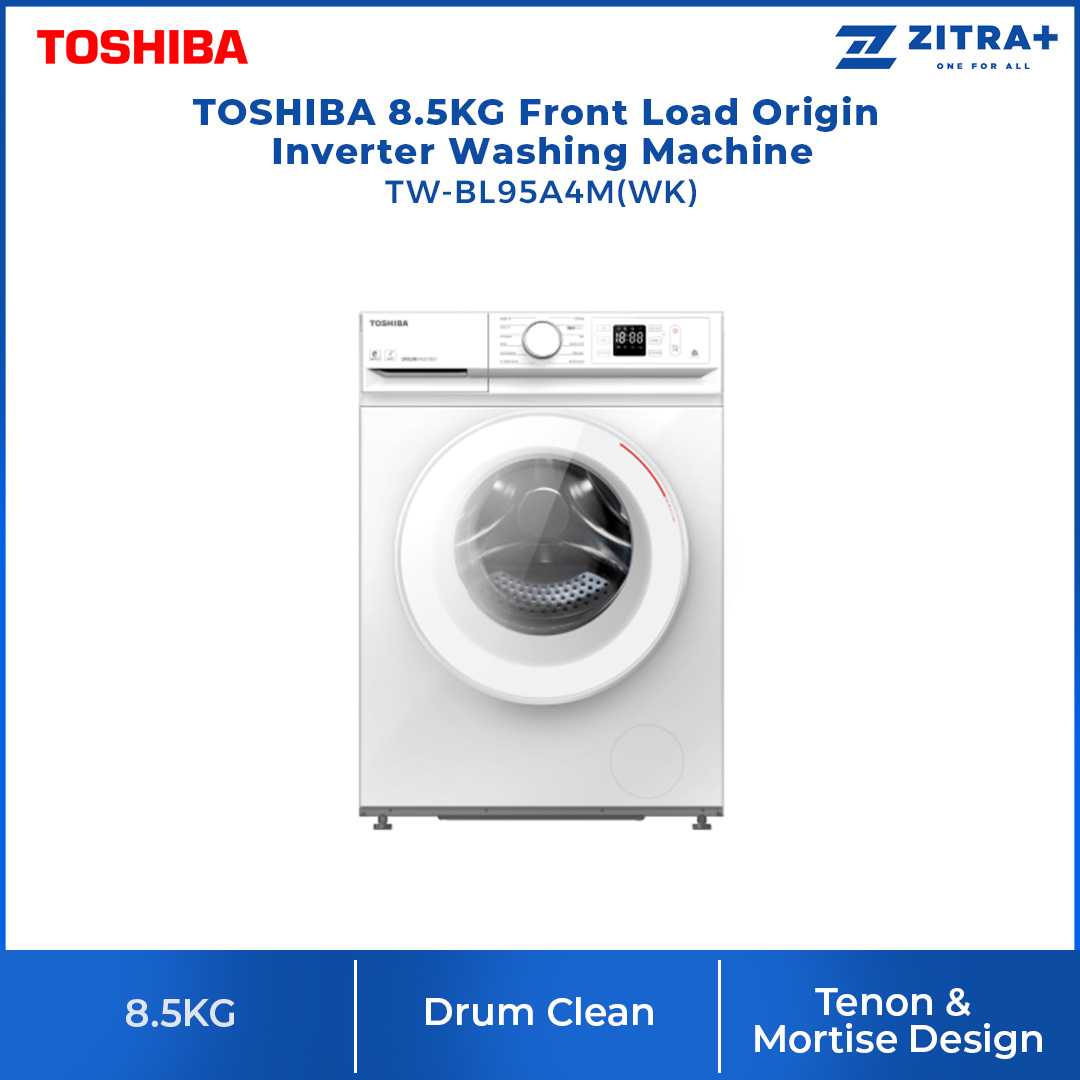 TOSHIBA 8.5KG Front Load Inverter Washing Machine TW-BL95A4M(WK) | Ultra Fine Bubble | Origin Inverter | Steam Wash | Drum Clean | IOT TSmartLife | Add Garment | Washing Machine with 2 Year General Warranty & 2 Year Panel Warranty & 10 Year Motor Warranty