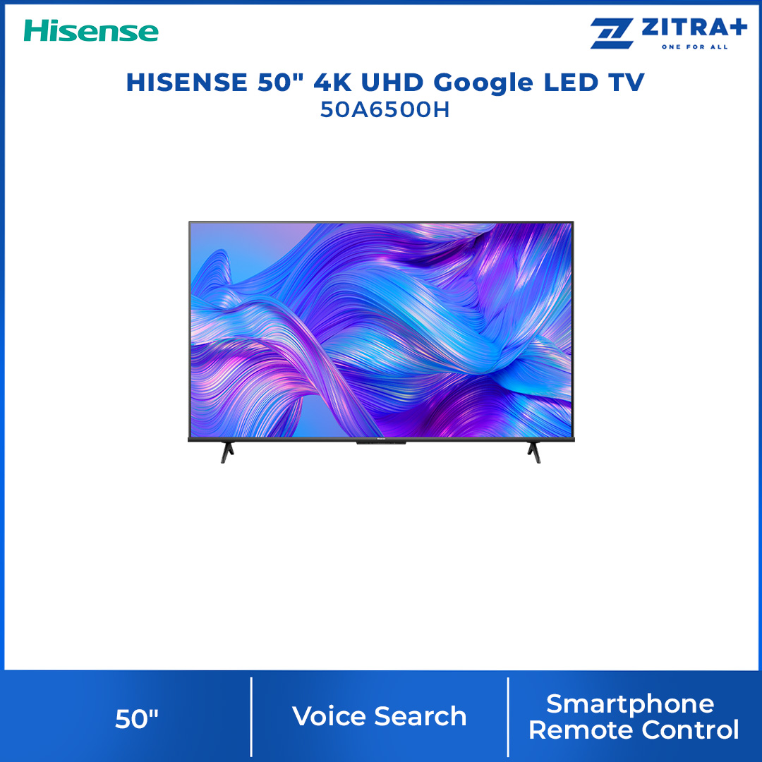HISENSE 50" 4K UHD Google LED TV 50A6500H | Google TV | Smartphone Remote Control | Timer On/ Off  | Voice Search | Google TV With 3 Year Warranty