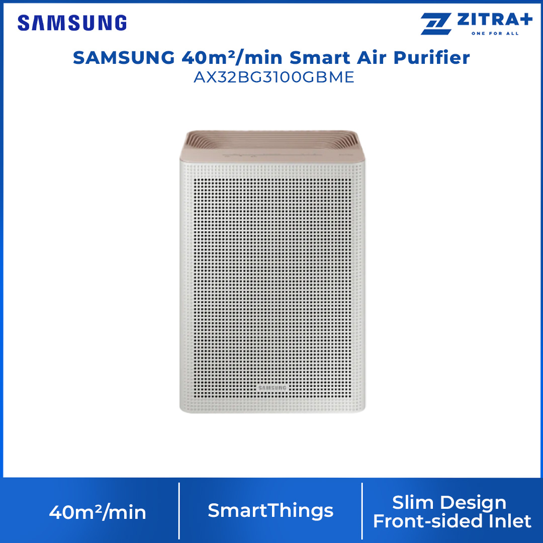 SAMSUNG 40m²/min Smart Air Purifier AX32BG3100GBME | Sleep Mode | Compact Design | Auto Mode | SmartThings | Easy to Maintain | Air Purifier with with 1 Year Warranty