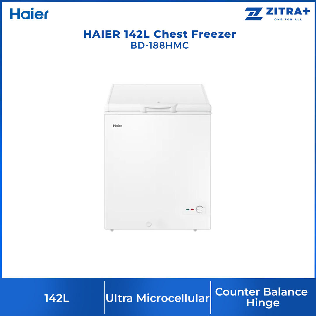 HAIER 142L Chest Freezer BD-188HMC | Double Effective Antibacterial | Fast Freeze Function | Energy Saving | Chest Freezer with 2 Year Warranty