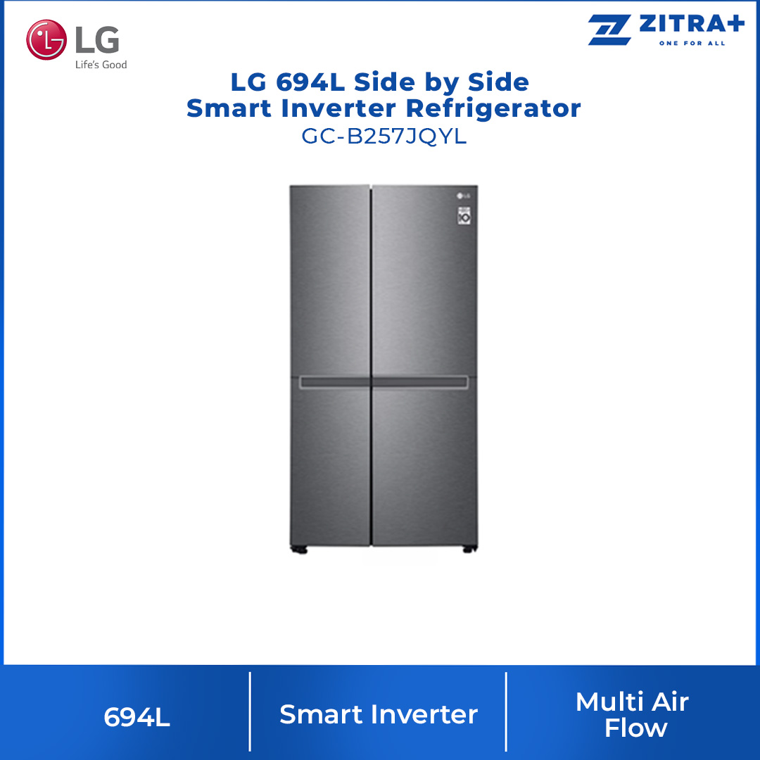 LG 694L Side by Side Smart Inverter Refrigerator GC-B257JQYL | Multi Air Flow | Smart Diagnosis™ | Express Freeze | Refrigerator with 1 Year Warranty