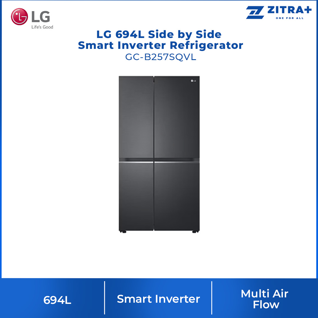 LG 694L Side by side Smart Inverter Refrigerator GC-B257SQVL | DoorCooling+ | Multi Air Flow | Fresh 0 Zone | Refrigerator with 1 Year Warranty