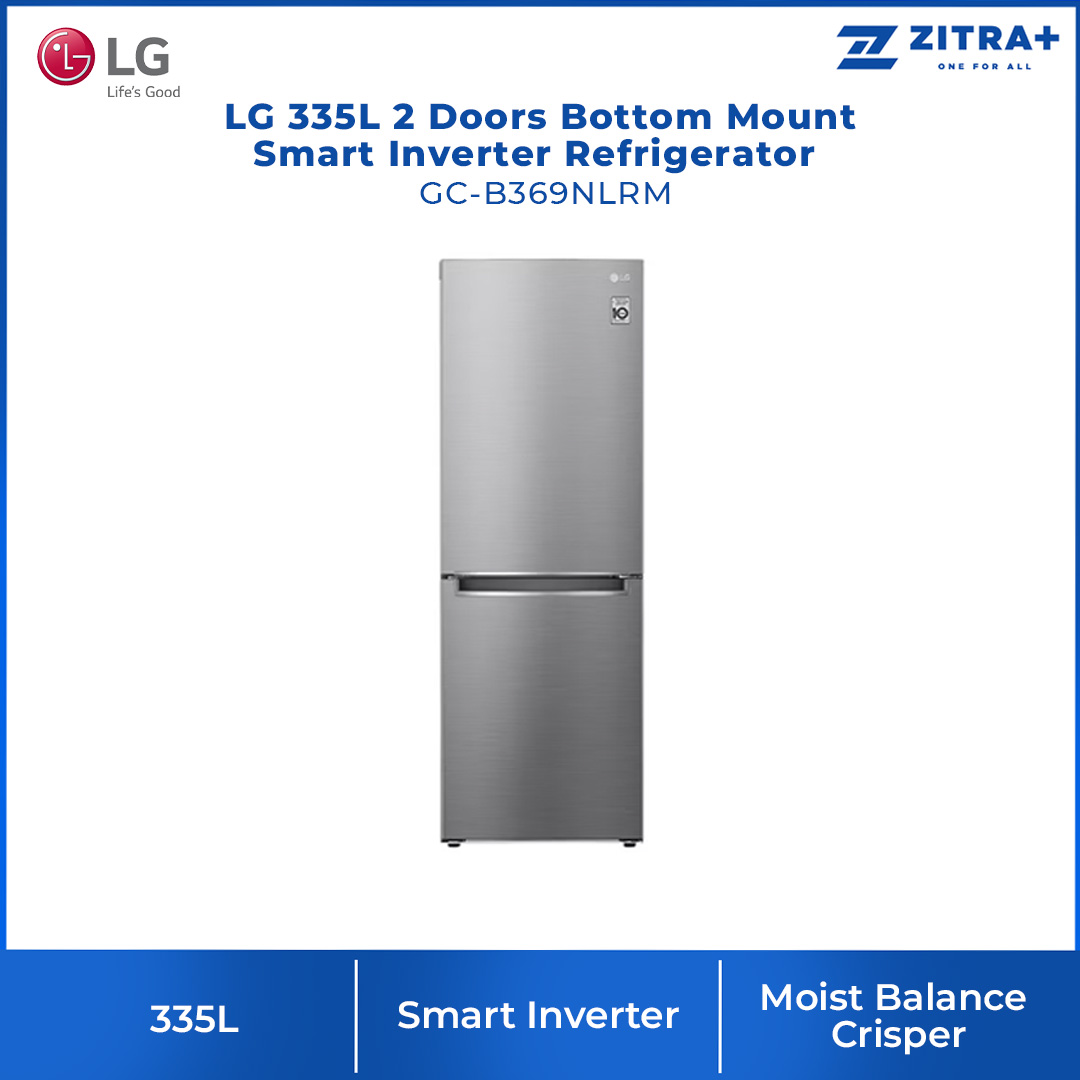 LG 335L 2 Doors Bottom Mount Smart Inverter Refrigerator  GC-B369NLRM | Multi Air Flow | Moist Balance Crisper | Smart Diagnosis | Refrigerator with 1 Year Warranty