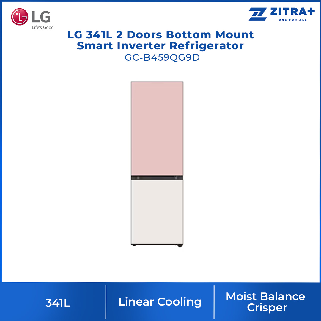 LG 341L 2 Doors Bottom Mount Smart Inverter Refrigerator GC-B459QG9D | Linear Cooling+™ | Door Cooling+™ | Metal Fresh™ | Refrigerator with 1 Year Warranty