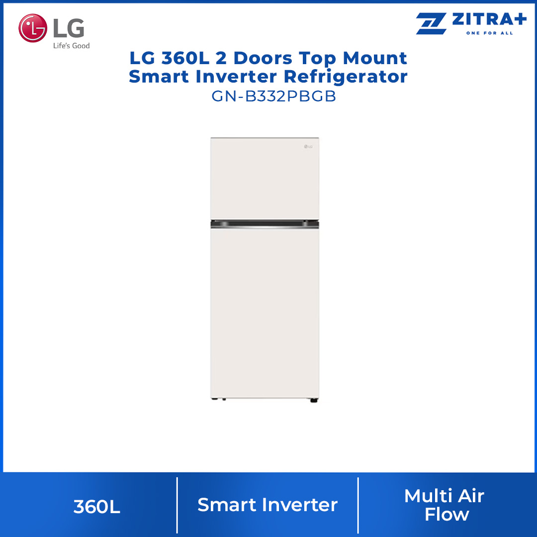 LG 360L 2 Doors Top Mount Smart Inverter Refrigerator GN-B332PBGB | Door Cooling+™ | Multi Air Flow | Smart Diagnosis™ | Refrigerator with 1 Year Warranty