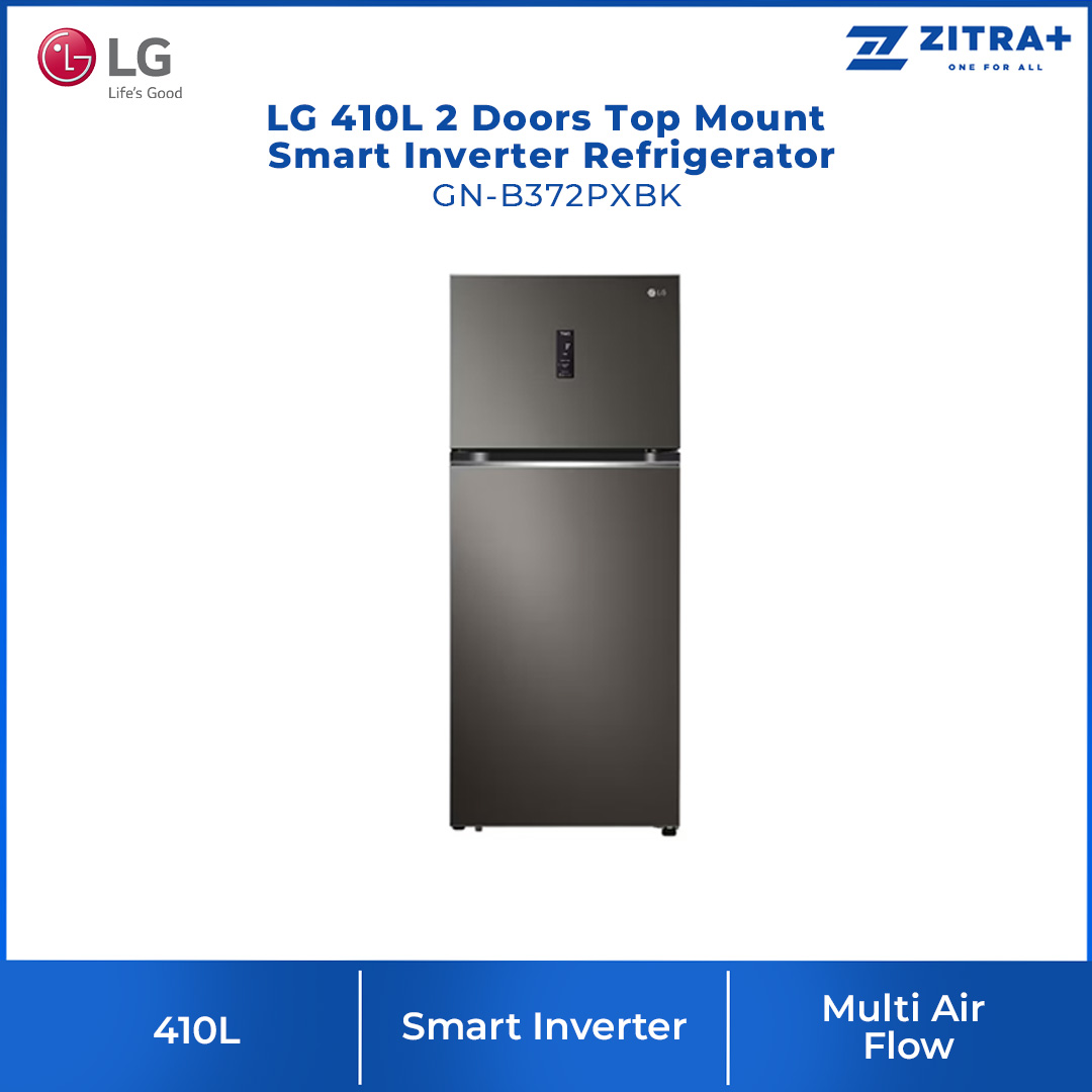 LG 410L 2 Doors Top Mount Smart Inverter Refrigerator GN-B372PXBK | Hygiene Fresh+™ | Fresh 0 Zone | Smart Diagnosis™ | Refrigerator With 1 Year Warranty