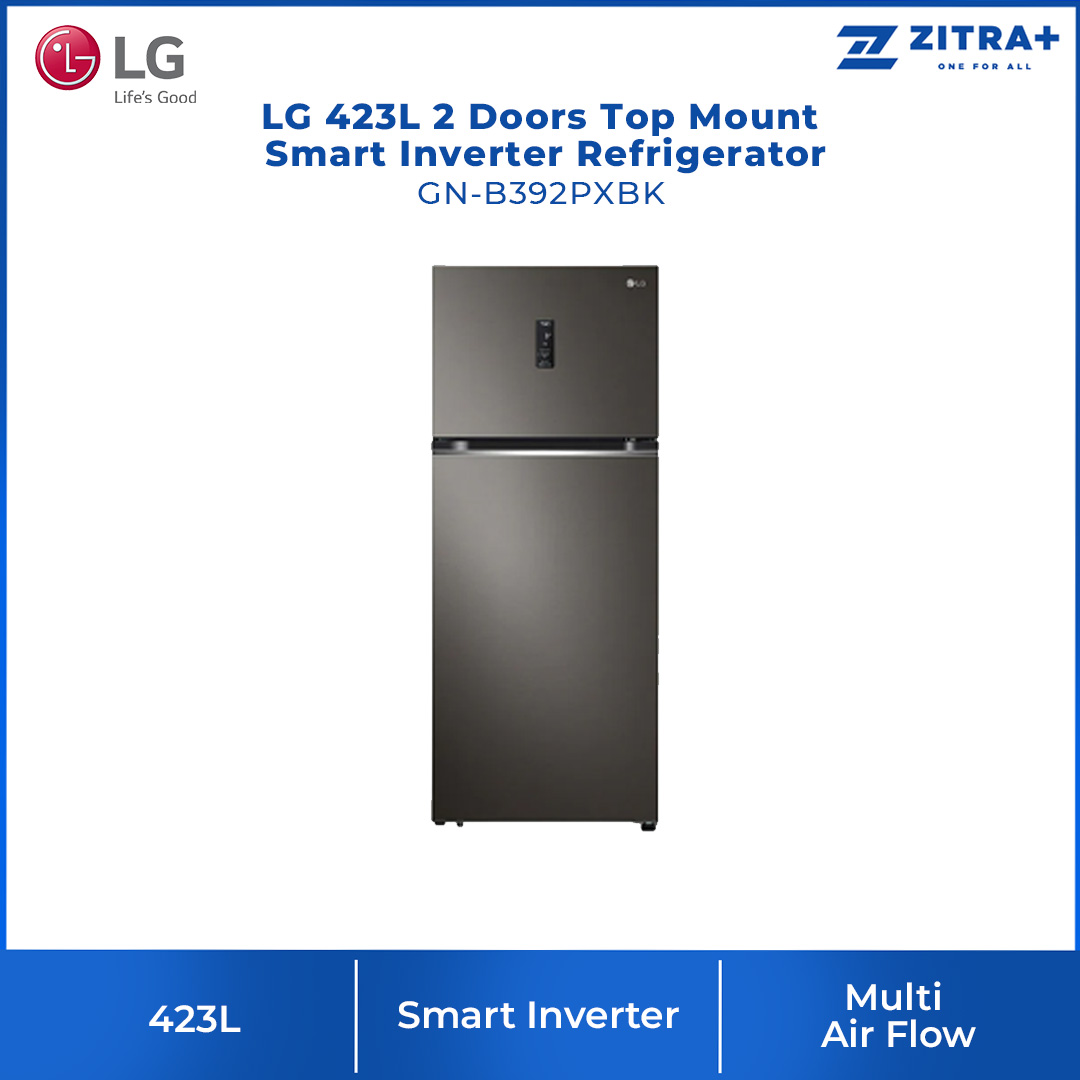 LG 423L 2 Doors Top Mount Smart Inverter Refrigerator GN-B392PXBK | Hygiene Fresh+™ | Fresh 0 Zone | Smart Diagnosis™ | Refrigerator with 1 Year Warranty
