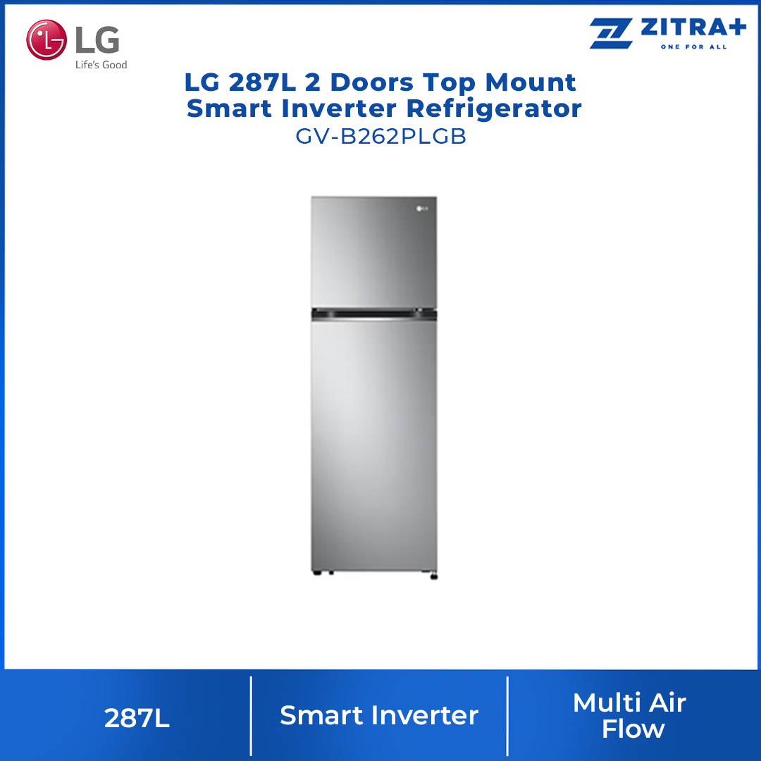 LG 287L 2 Doors Top Mount Smart Inverter Refrigerator GV-B262PLGB | Humidity Controller | Moist Balance Crisper | Smart Diagnosis | Refrigerator with 1 Year Warranty